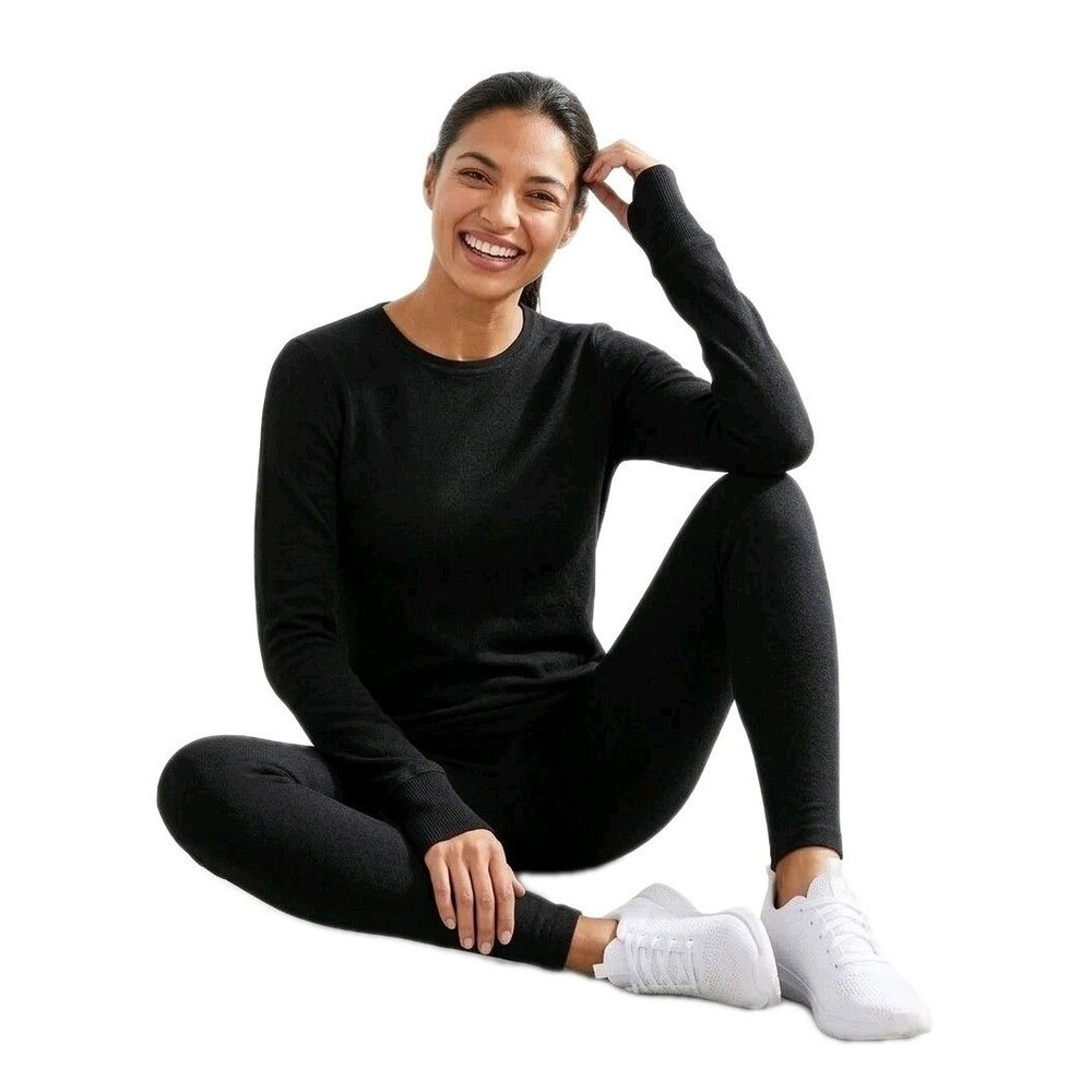Cuddl Duds ClimateRight Womens Stretch Fleece Base Layer Thermal Set Black XS-XL